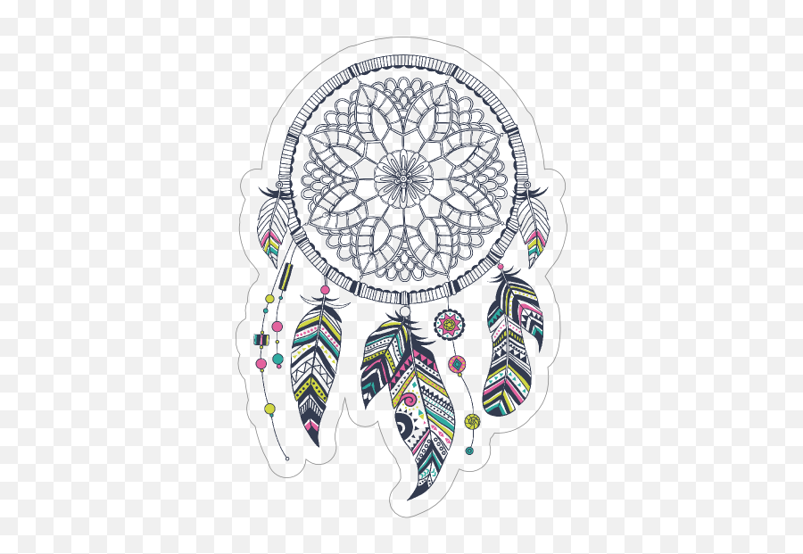Dreamcatcher With Colorful Feathers Boho Sticker - Mandala Dream Catcher Vector Emoji,Boho Clipart