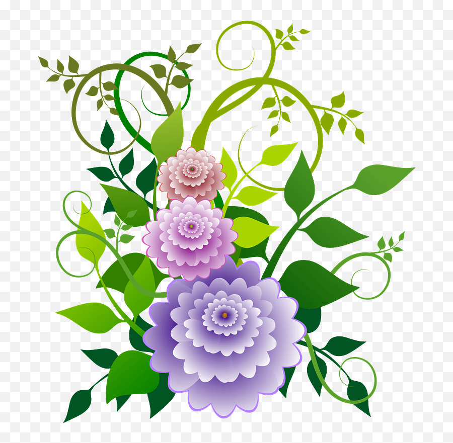 Purple Flowers And Vine Clipart - Decorative Emoji,Vine Clipart
