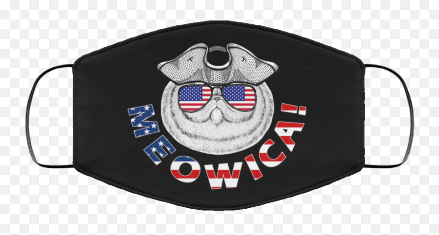 Meowica Funny Cat Wearing American Flag Glasses Washable Reusable Custom - Printed Cloth Face Mask Cover Emoji,Cat Face Logo