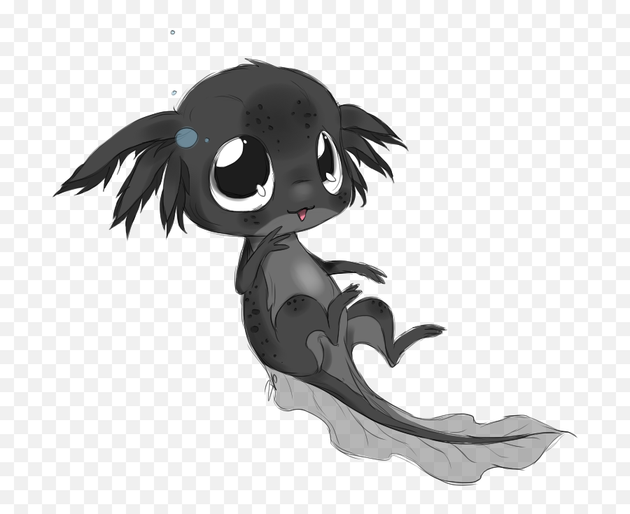 Sketch Clipart Transparent - Black Axolotl Cute Cartoon Emoji,Axolotl Clipart