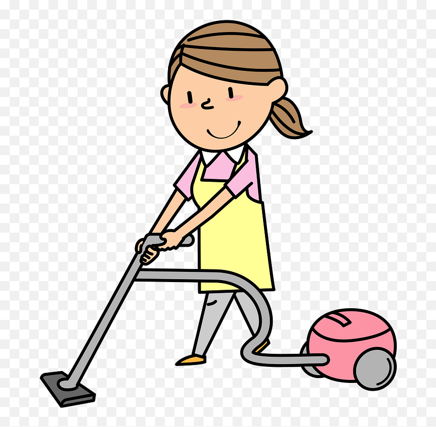 Woman Is Using A Vacuum Cleaner Clipart - Using Vacuum Cleaner Clipart Emoji,Cleaning Clipart