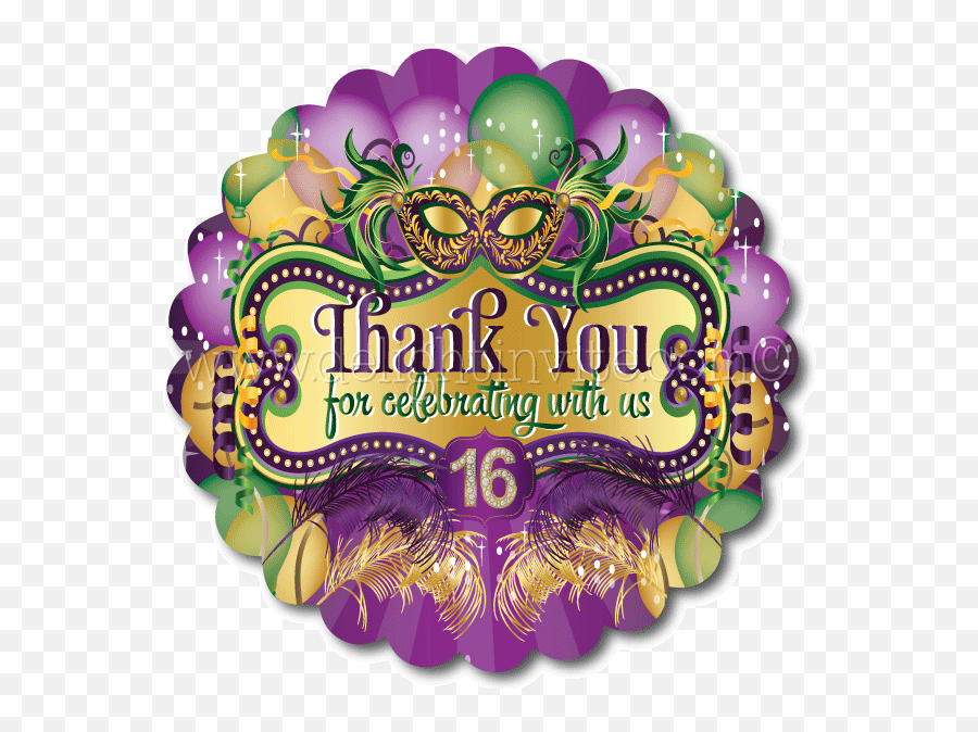Download Sweet 16 Mardi Gras Favor Tags - Thank You Mardi Gras Font Emoji,Sweet 16 Png