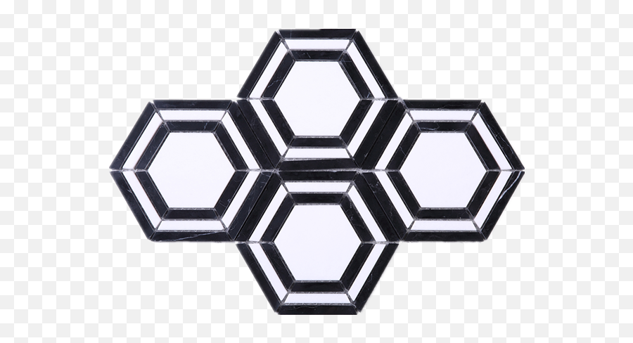 Black And White Hexagon Pattern Stone Mesh Mounted Mosaic - Form Graphite Hexagon Frame Tile Emoji,Hexagon Pattern Png