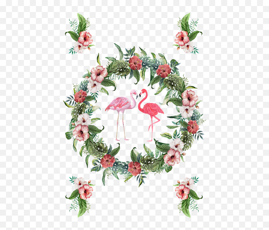 Boho Floral Tropical Wreath Flamingo Greeting Card For Sale Emoji,Boho Girl Clipart