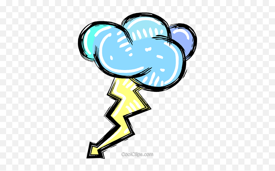 Storm Cloud With Lightning Bolt Royalty Free Vector Clip Art - Lightning Bolt With Cloud Png Emoji,Storm Clipart