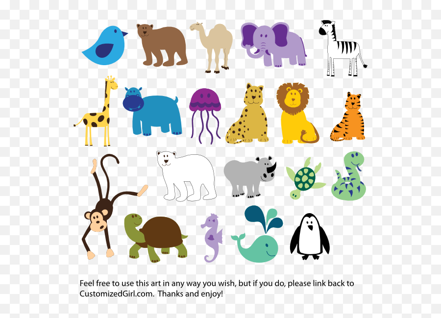 Cute Animal Clip Art - Clipart Animals Emoji,Jungle Animals Clipart