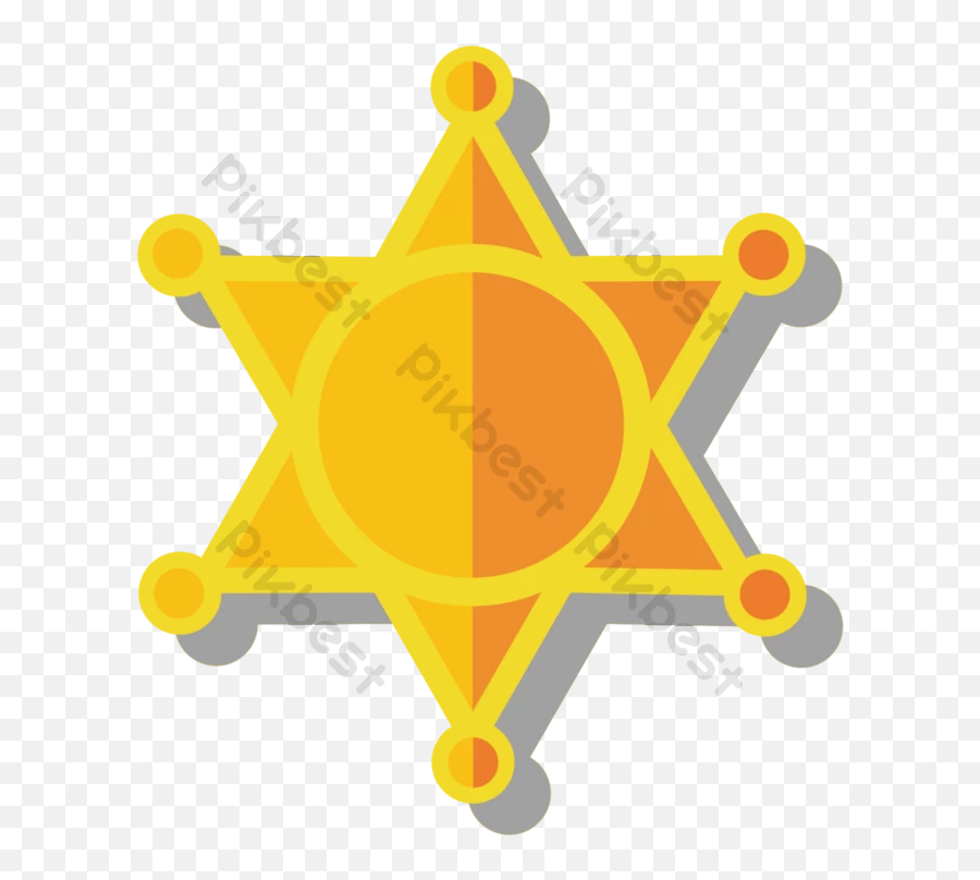 Six - Pointed Star Vector Cartoon Police Badge Accessories Etoile De Sheriff Vectoriel Emoji,Police Badge Png