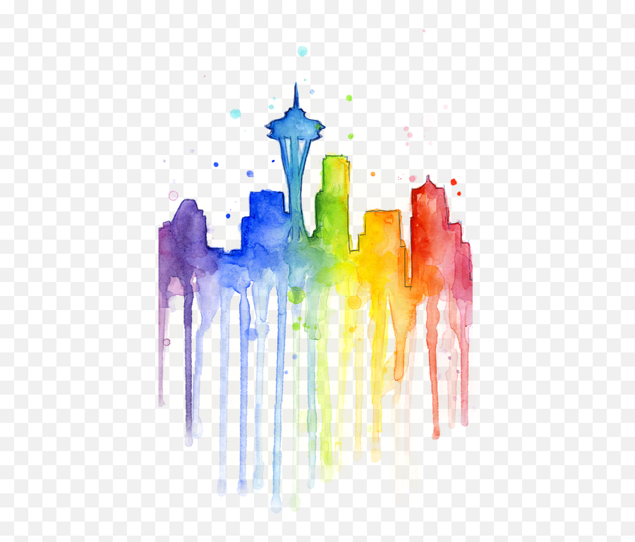 Rainbow Watercolor Png Transparent Png - Seattle Rainbow Watercolor Emoji,Watercolor Png