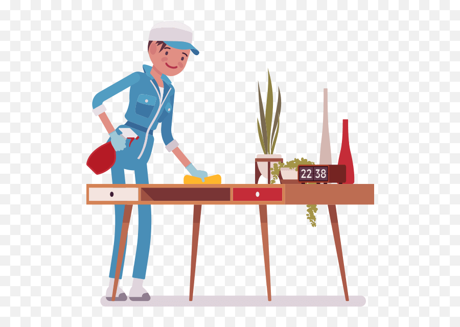 Cleaning Desk Cartoon Png Transparent - Tradesman Emoji,Cleaning Clipart