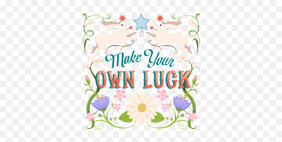 Make Your Own Luck Vintage Floral Sign With Rabbits Tank Top Emoji,Vintage Flower Png