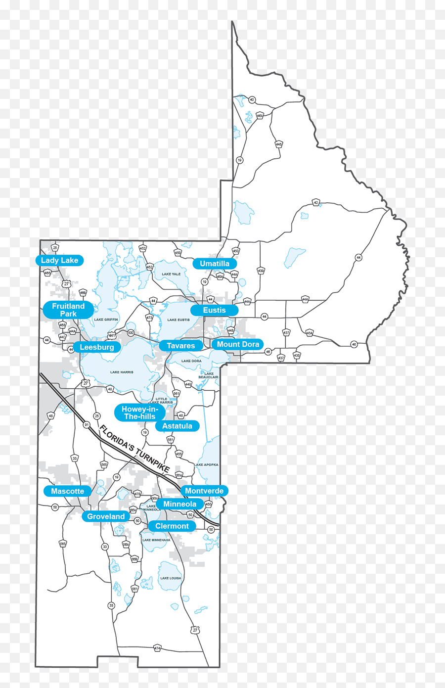 Cities U0026 Towns - Lake County Florida Map Emoji,Florida Outline Png