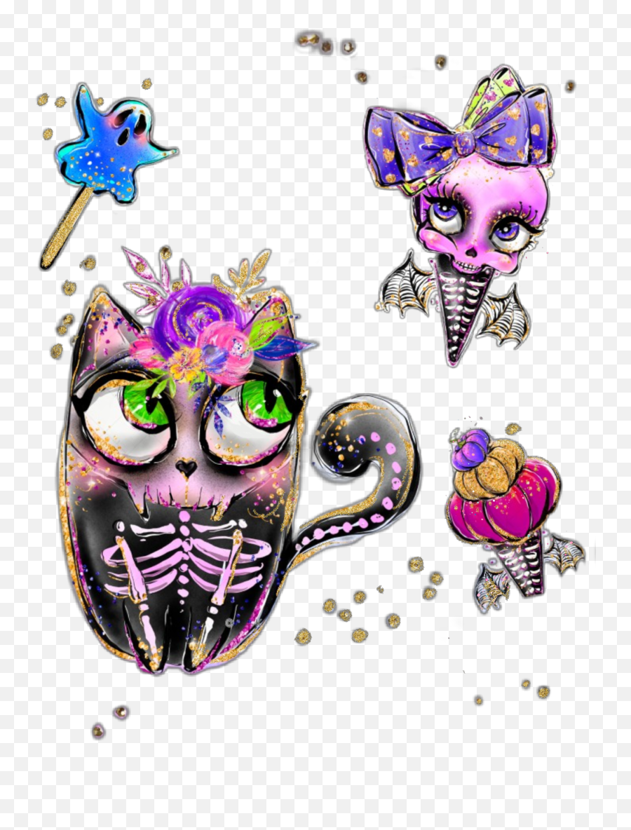 Watercolor Handpainted Sticker By Stephanie Emoji,Halloween Skeleton Clipart