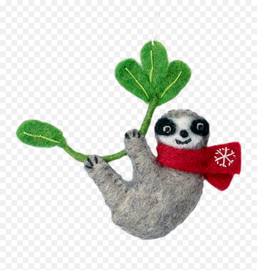 Fair Trade Wool Felt Christmas Sloth Ornament Emoji,Transparent Sloth