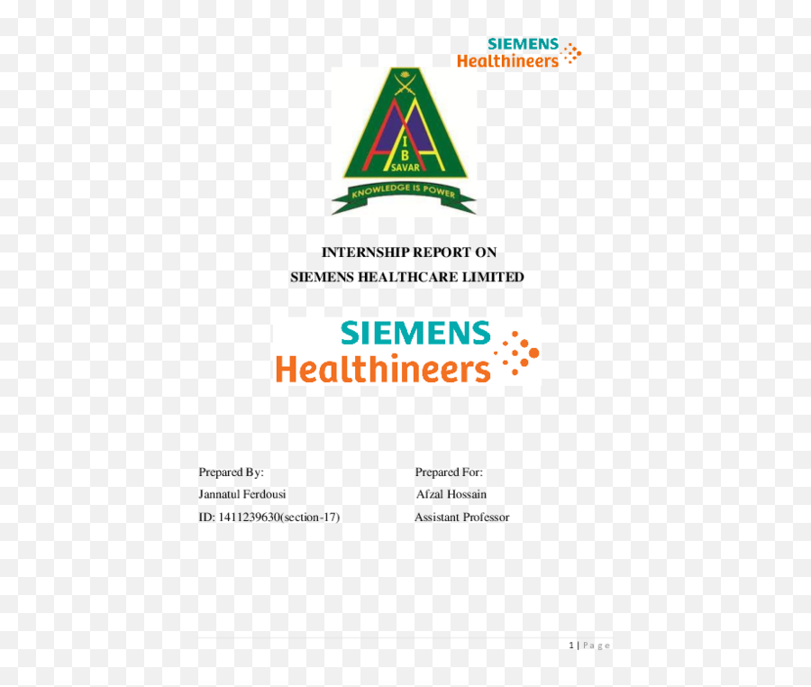 Doc Internship Report On Siemens Healthcare Jannatul Emoji,Siemens Healthineers Logo
