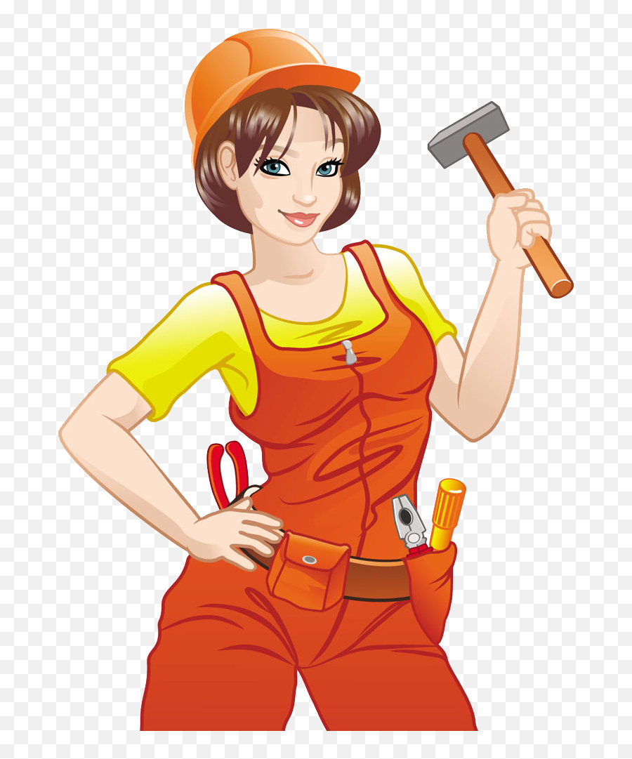 Cartoon Construction Worker - Female Civil Engineer Cartoon Emoji,Engineer Clipart