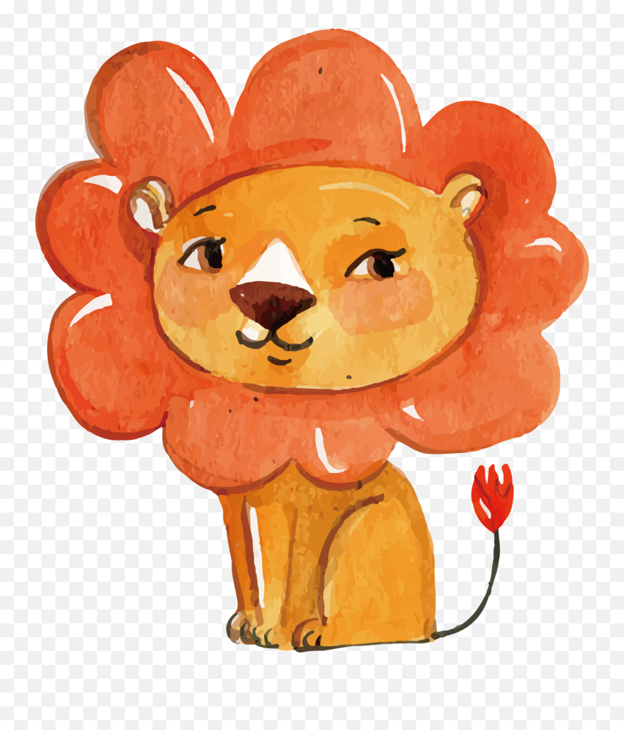 Lion Northern Giraffe Watercolor Painting - Watercolor Emoji,Watercolor Paint Png