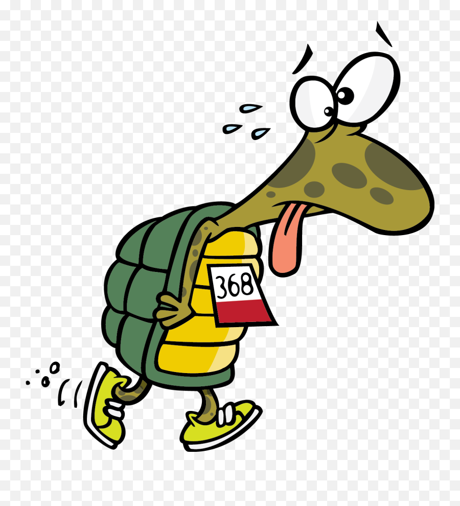 Tired Clipart Tired Runner - Turtle Running Cartoon Png Emoji,Tired Clipart