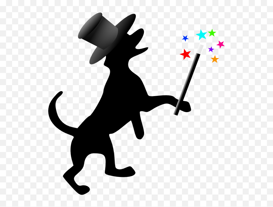 Dog Silhouette With Hat Wand Clip Art At Vector Clip - Clipart Dog With Wand Emoji,Magic Clipart