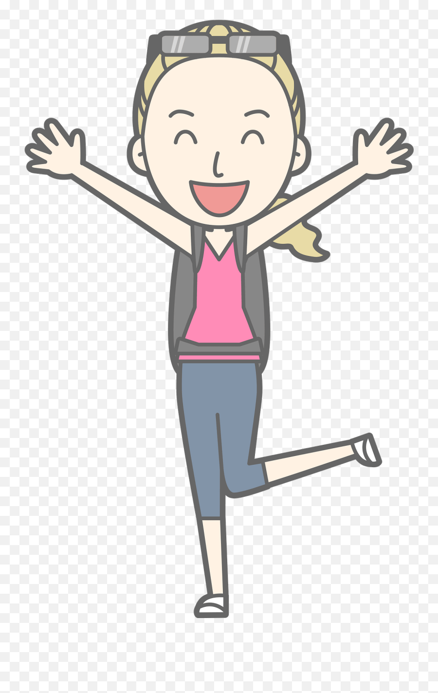 Woman Backpacker Is Expressing Joy - Happy Emoji,Joy Clipart