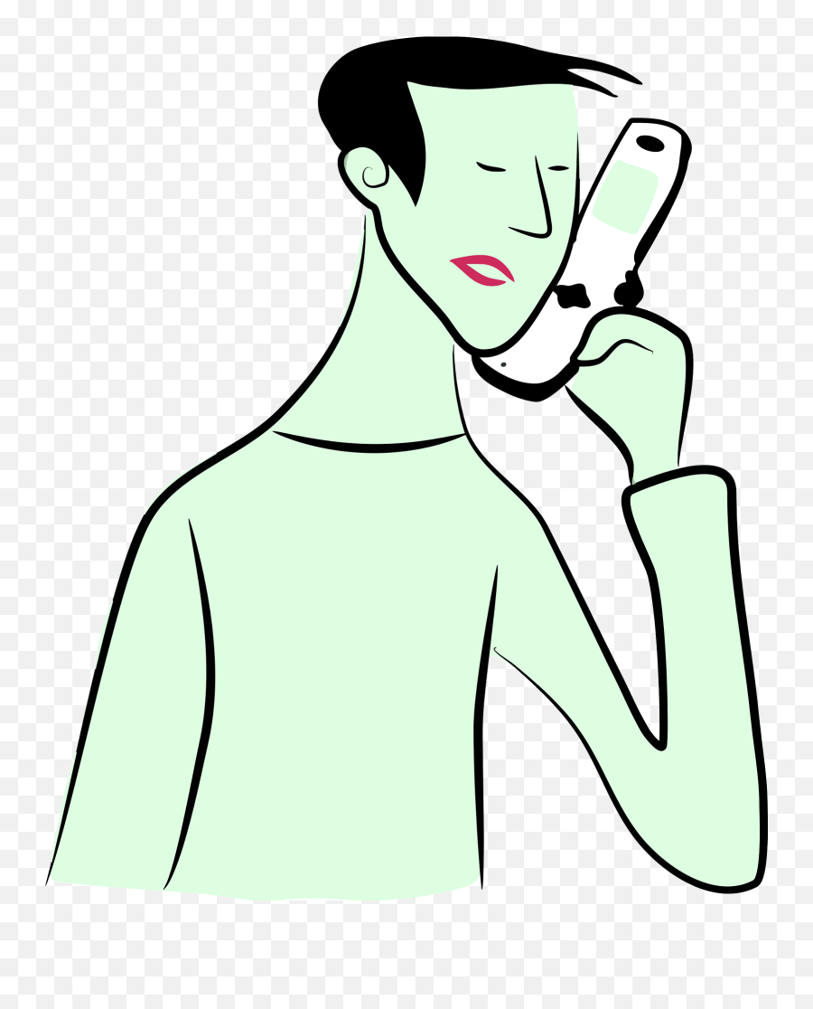 Outline Of Man On His Cellphone - Tinted Green Clipart Free Fictional Character Emoji,Green Clipart