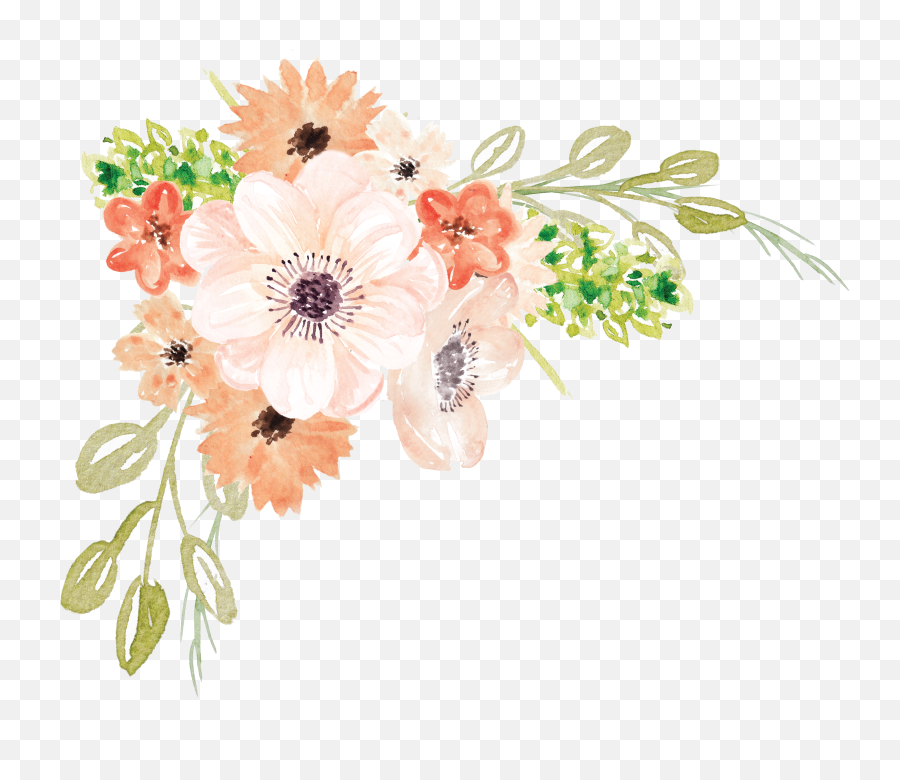Watercolor Flowers Png Download - Floral Emoji,Watercolor Png