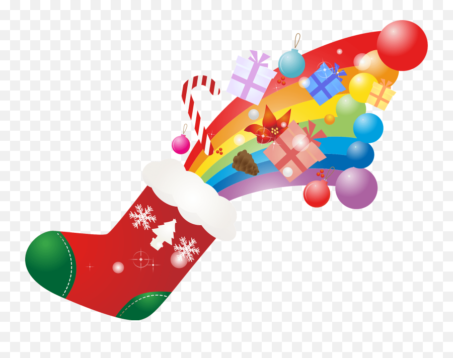 Christmas Stocking Is Filled With A Rainbow Clipart Free - Dot Emoji,Free Rainbow Clipart
