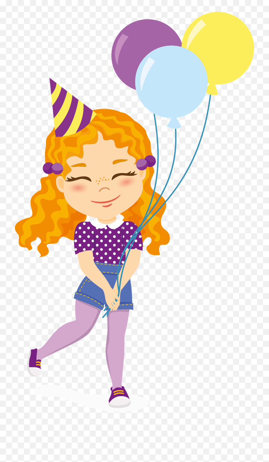 Birthday Girl With Balloons Clipart Free Download - Cartoon Birthday Girl Clipart Emoji,Birthday Balloons Clipart