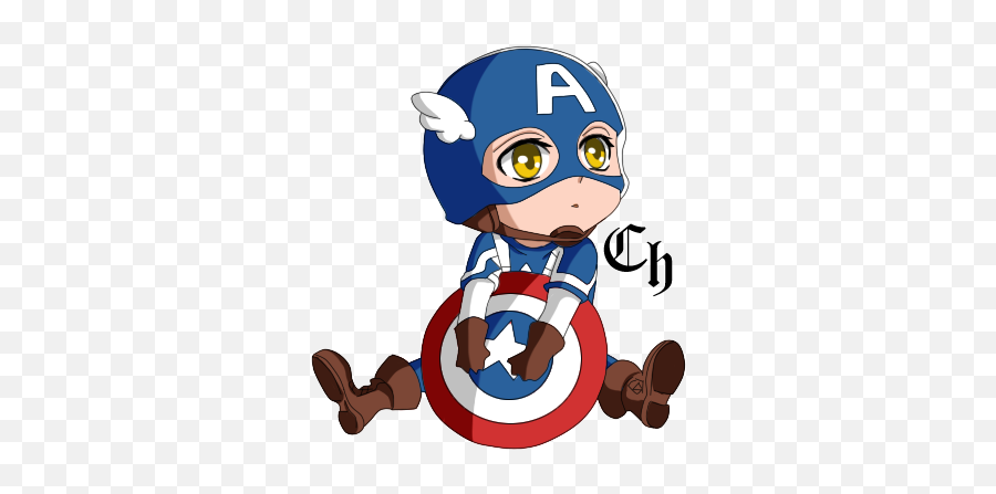 Captain America By Cute - Heart Captain America Cute Cartoon Captain America Png Chibi Emoji,Captain America Png