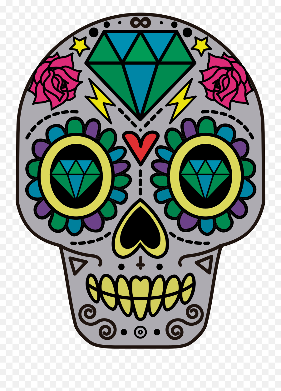 Decorative Sugar Skull Clipart - Skull Day Of The Dead Animated Emoji,Sugar Skull Clipart