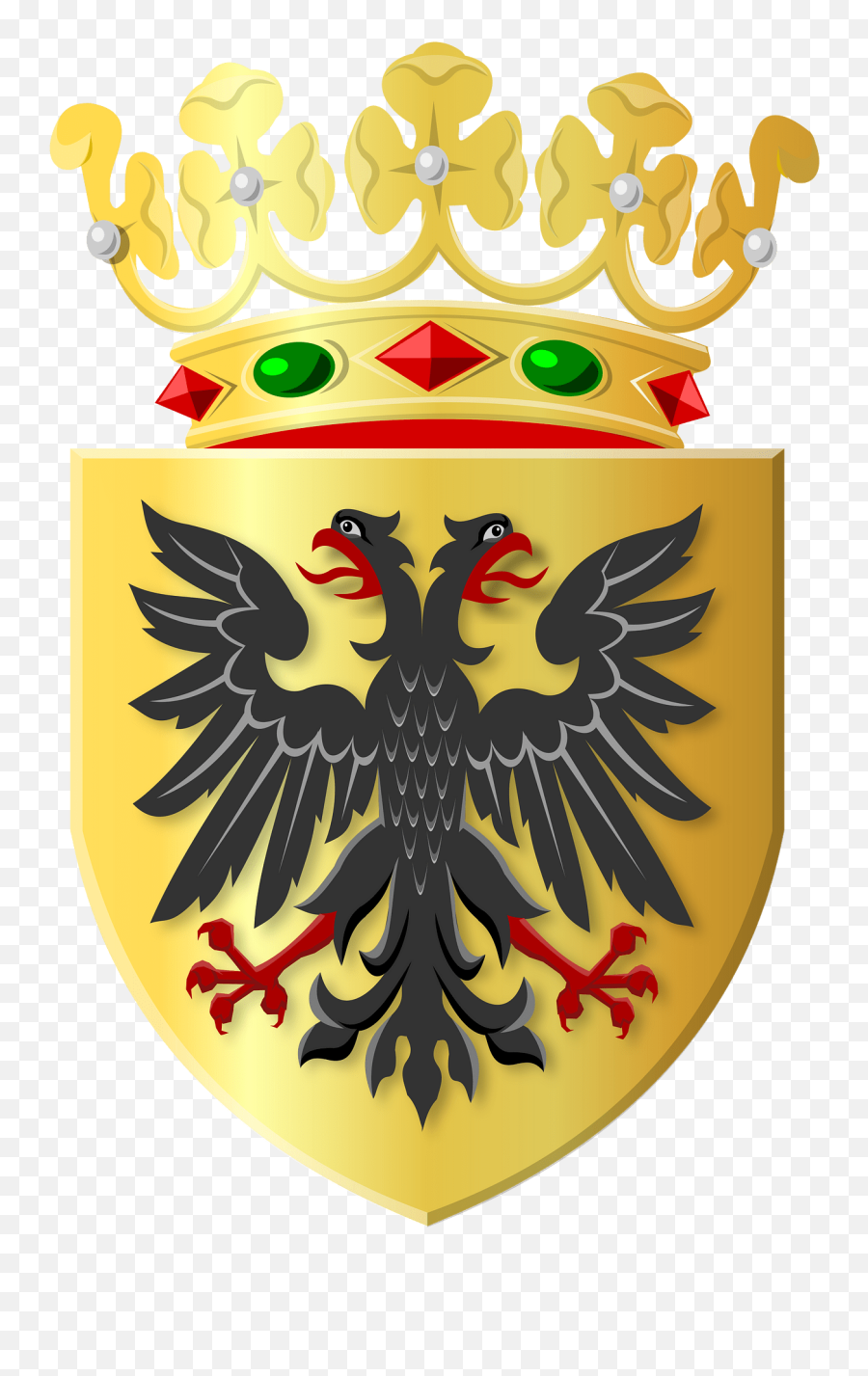 Golden Crown - Heraldic Hawk Two Headed Emoji,Gold Shield Png