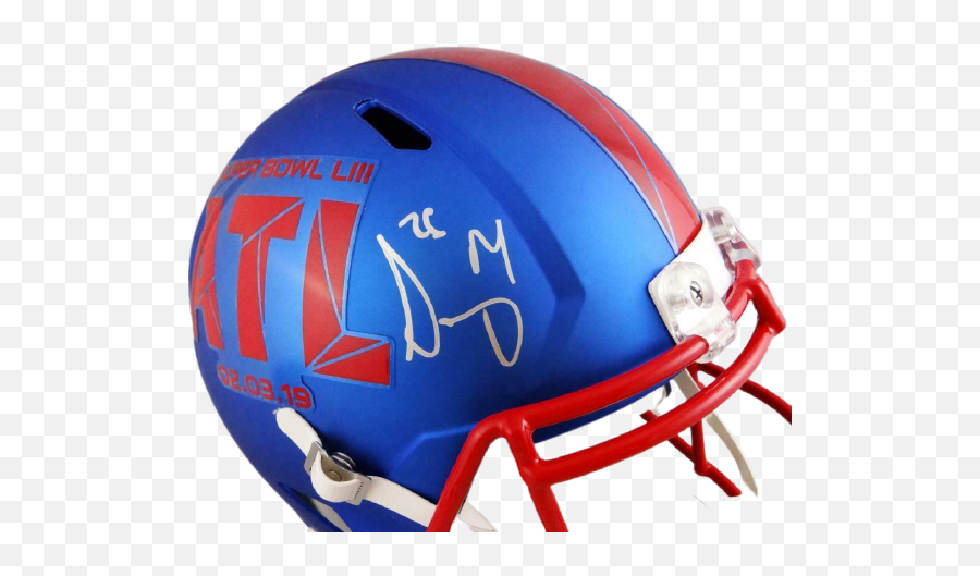 Sony Michel New England Patriots Signed Patriots Full - Sized Sb Liii Helmet Bas Coa Revolution Helmets Emoji,Patriots Helmet Logo