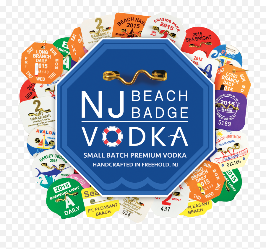 Long Sleeve - Unisex Vintage Nj Beach Badge Vodka Logo With Beach Badges Nj Beach Badge Vodka Emoji,Vintage Badge Logo