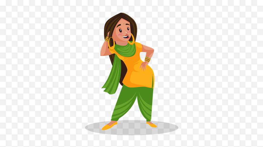 Best Premium Punjabi Girl Dancing Illustration Download In Emoji,Dancing Girl Clipart
