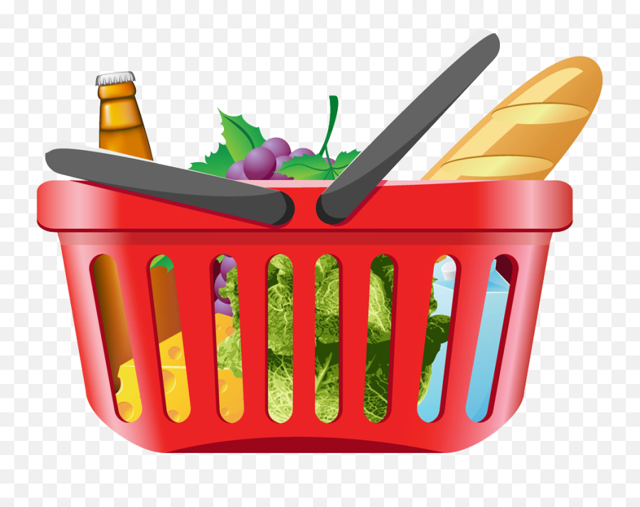 Shopping Cart Grocery Store Clip Art - Transparent Shopping Basket Clipart Emoji,Grocery Store Clipart