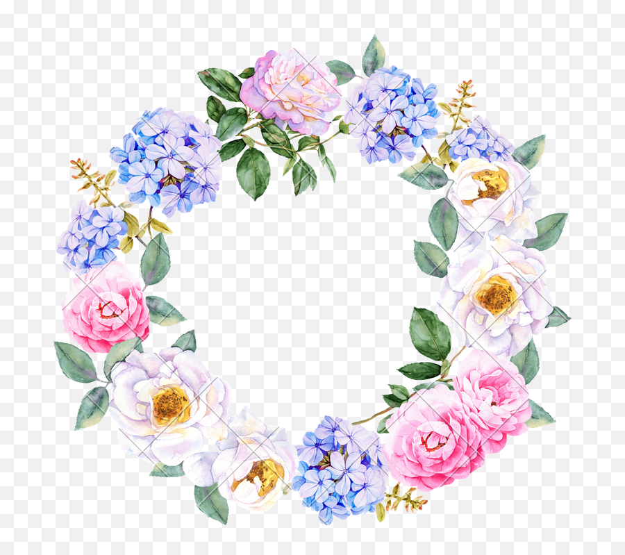 Flower Wreath Transparent Background - Watercolor Transparent Background Flower Wreath Emoji,Floral Wreath Clipart