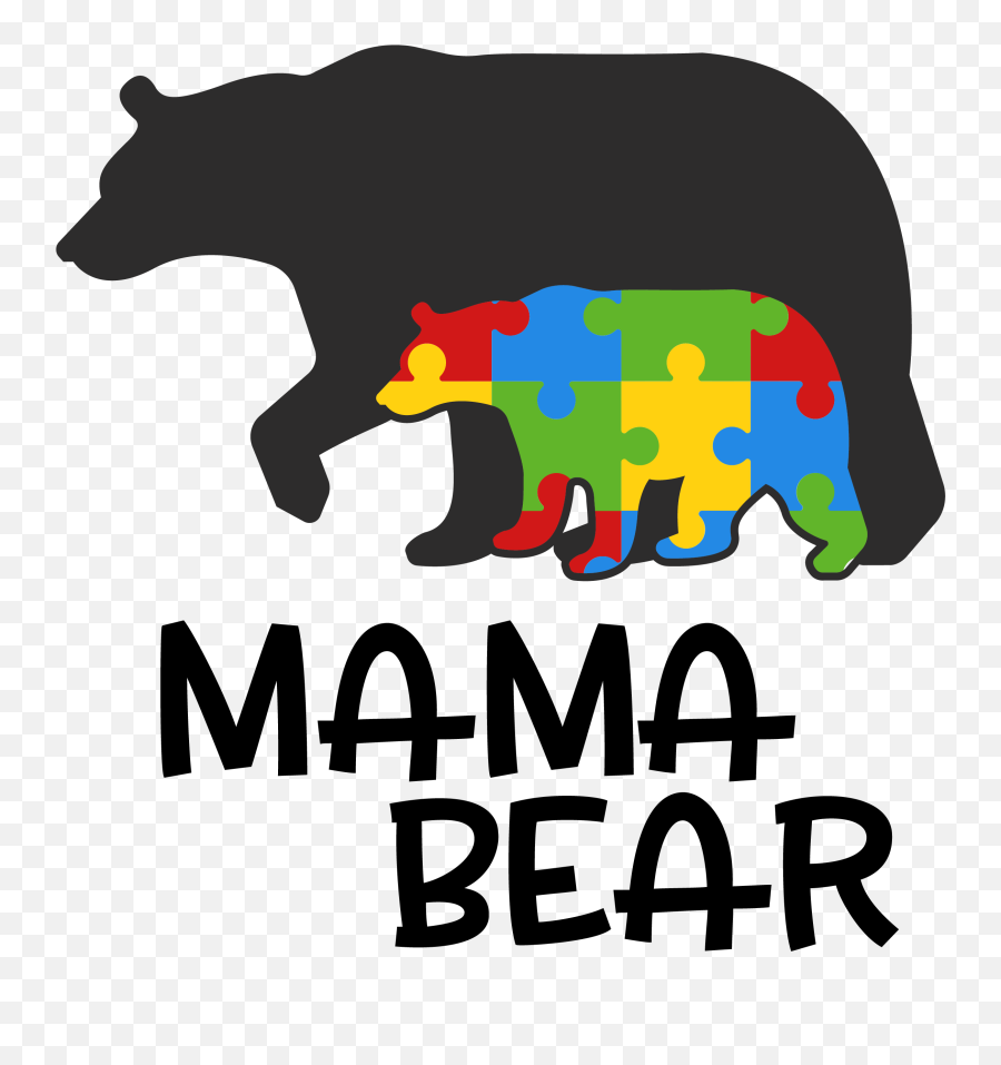 Autism Mama Bear - American Black Bear Transparent Cartoon Mama Bear Bear Silhouette Vector Emoji,Black Bear Png