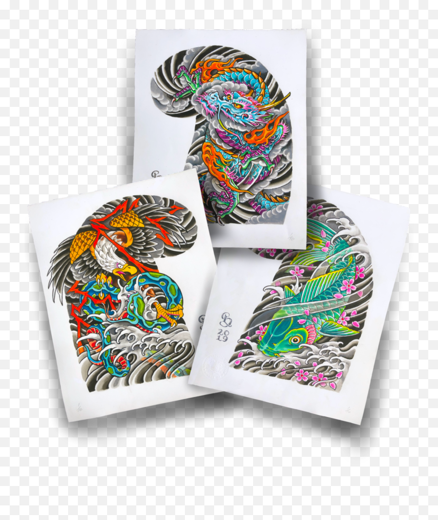 Single Japanese Half Sleeve 11x14 Prints - Trippy Emoji,Tattoo Sleeve Png