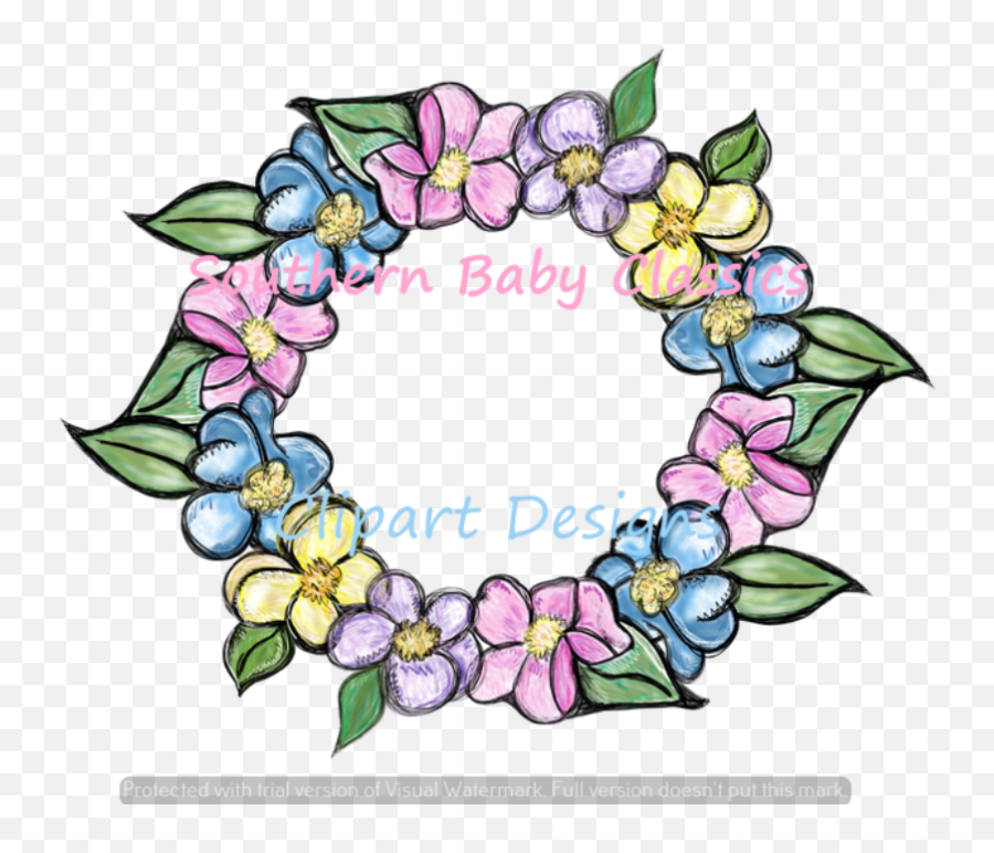 Watercolor Floral Circle Frame Clipart Design Png Transparent Background Download Flower Monogram Emoji,Watercolor Flower Transparent Background