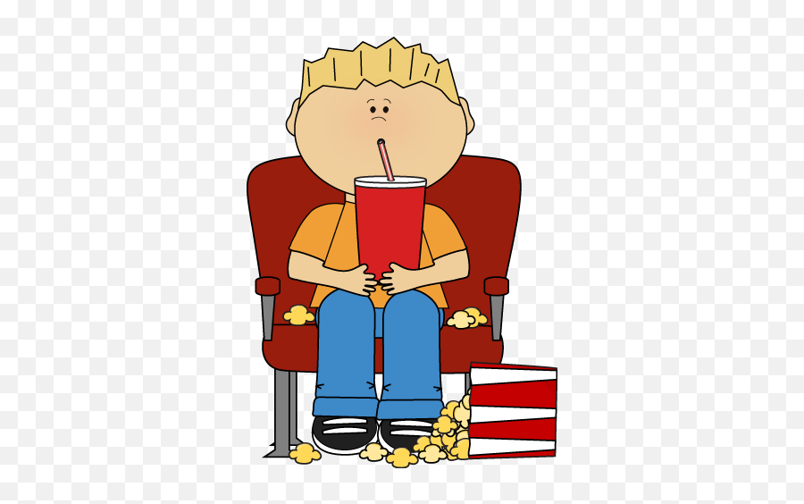 Boy In Movie Theater With Movie Popcorn - Cinema Clipart Emoji,Movie Theater Clipart
