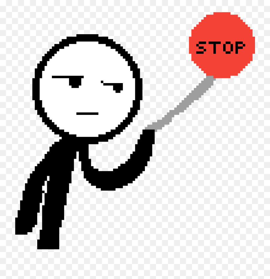 Pixilart Stickman Up A By Kaidominic - Stop Sign Clipart Holding Stop Sign Transparent Emoji,Stop Sign Clipart