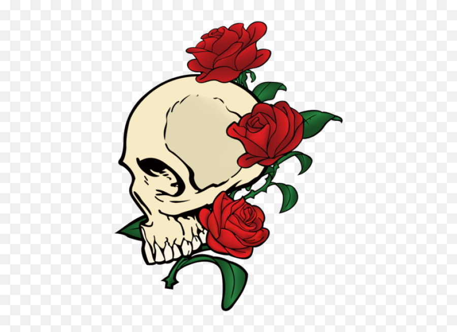 Download Hd Skull Amp Roses Vector - Skull With Roses Skull Red Rose Vector Emoji,Roses Clipart