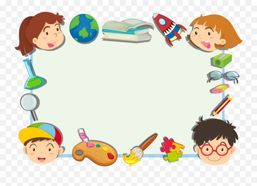 Download Hd Child Cartoon Clip Art - Cute Cartoon Clip Art Students Border Design Emoji,Cute Transparent