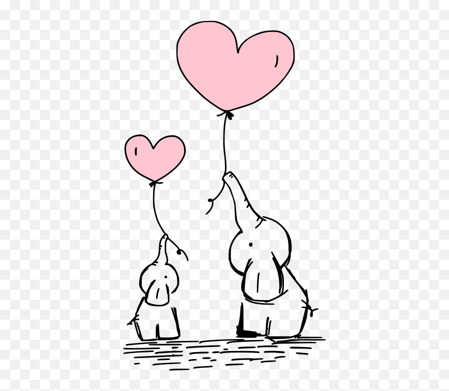 Hand Drawn Elephants Holding Heart - Always Remember I Love You Emoji,Balloon Clipart Black And White
