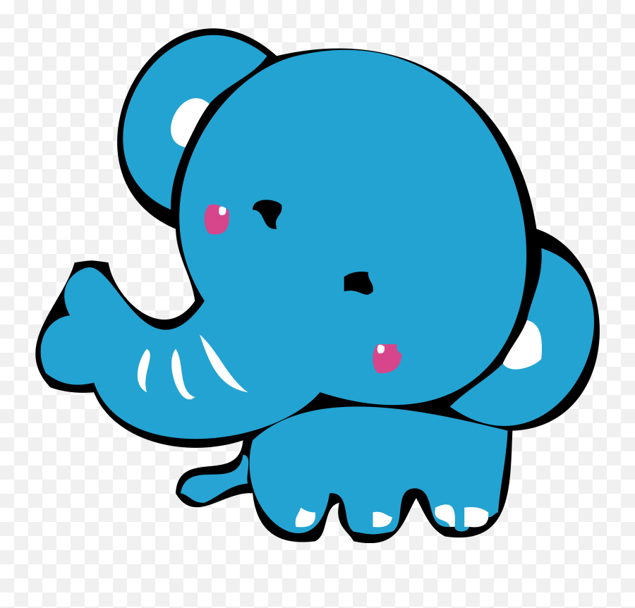 Cartoon Blue Clip Art - Blue Cartoon Emoji,Elephants Clipart