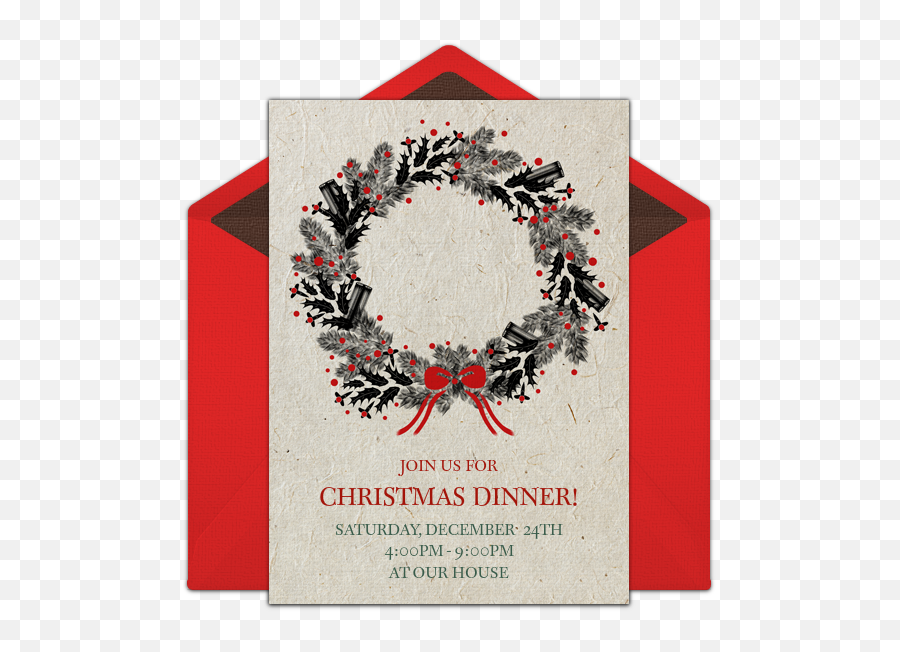 Holiday Wreath Online Invitation - Drawing Hd Png Download Emoji,Holiday Wreath Png