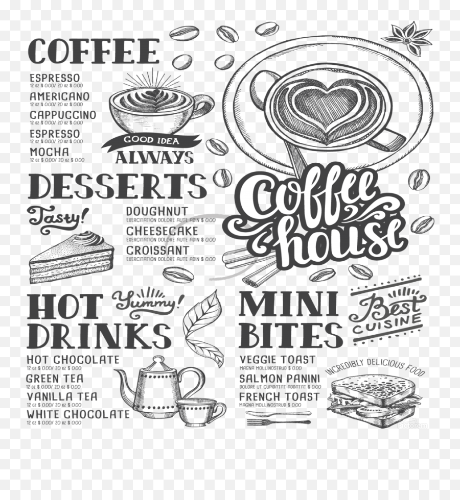 Vintage Coffee Tea Cafe Hamburger Menu Emoji,Hamburger Menu Png