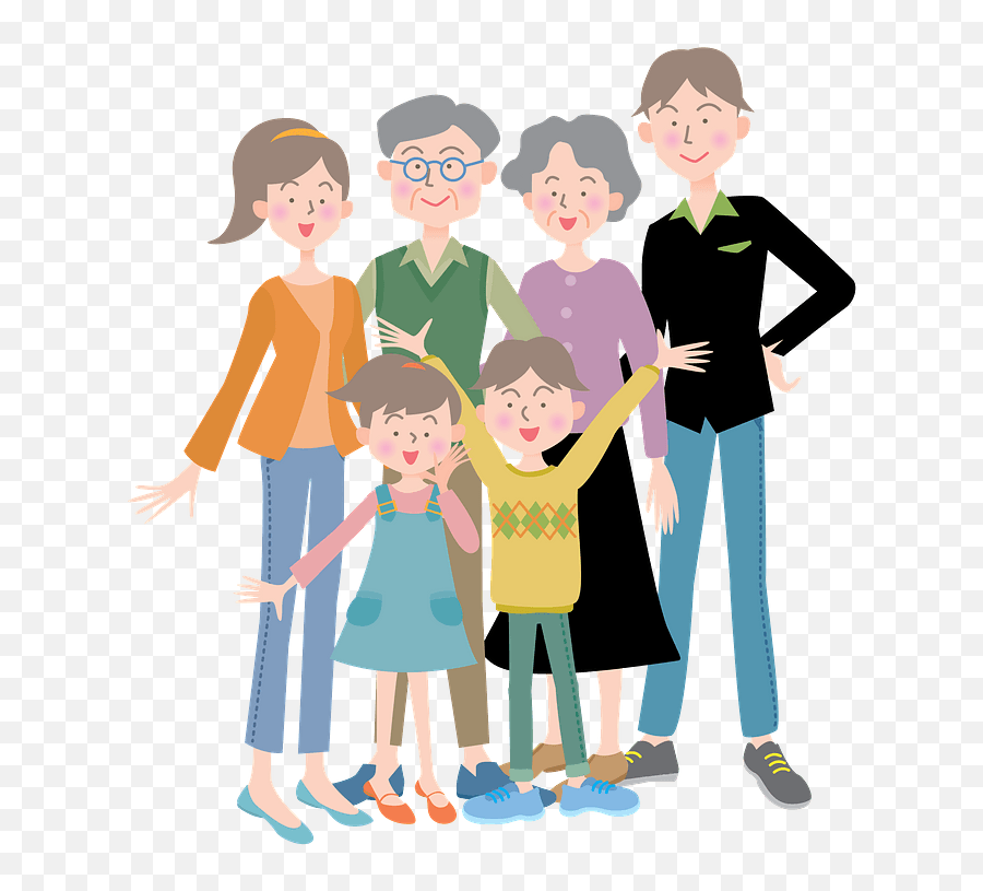 Three Generation Family Clipart - Cartoon Png Download Emoji,Families Clipart