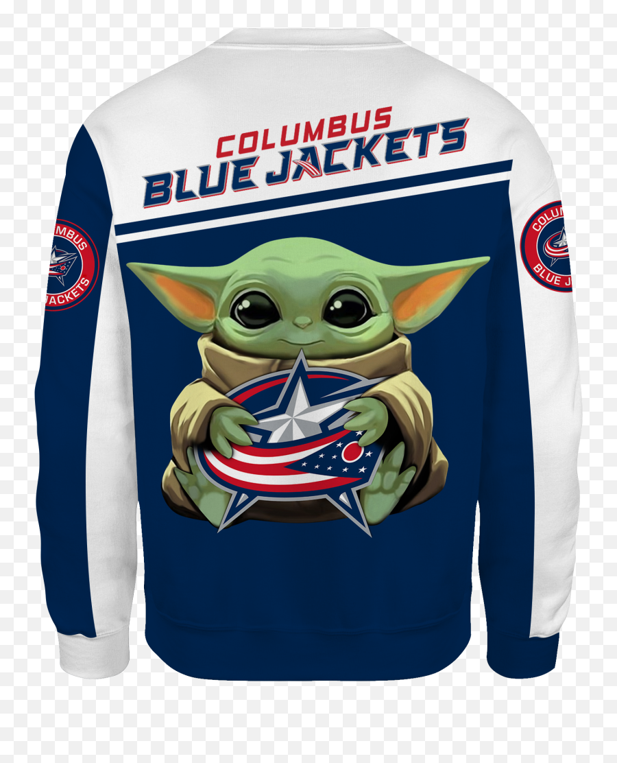 Columbus Blue Jackets Baby Yoda New Full All Over Print Emoji,Columbus Blue Jackets Logo Png