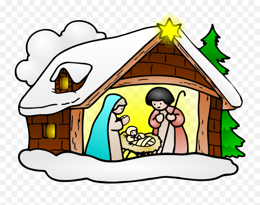 Library Of Christmas Church Clip Art Black And White - Crib Drawing For Christmas Emoji,Church Clipart