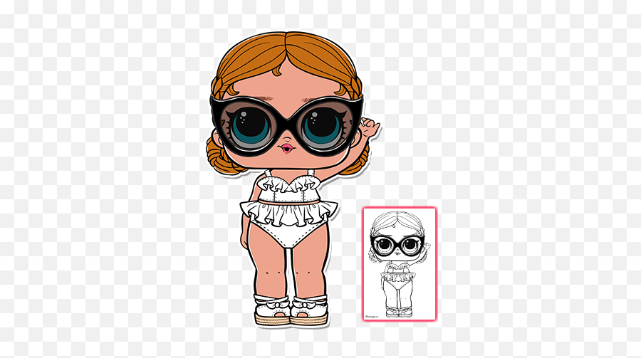 Coloring Page Of Lol Doll Vacay Babay - Coloring And Drawing Lol Surprise Confetti Pop Vacay Babay Emoji,Lol Doll Clipart